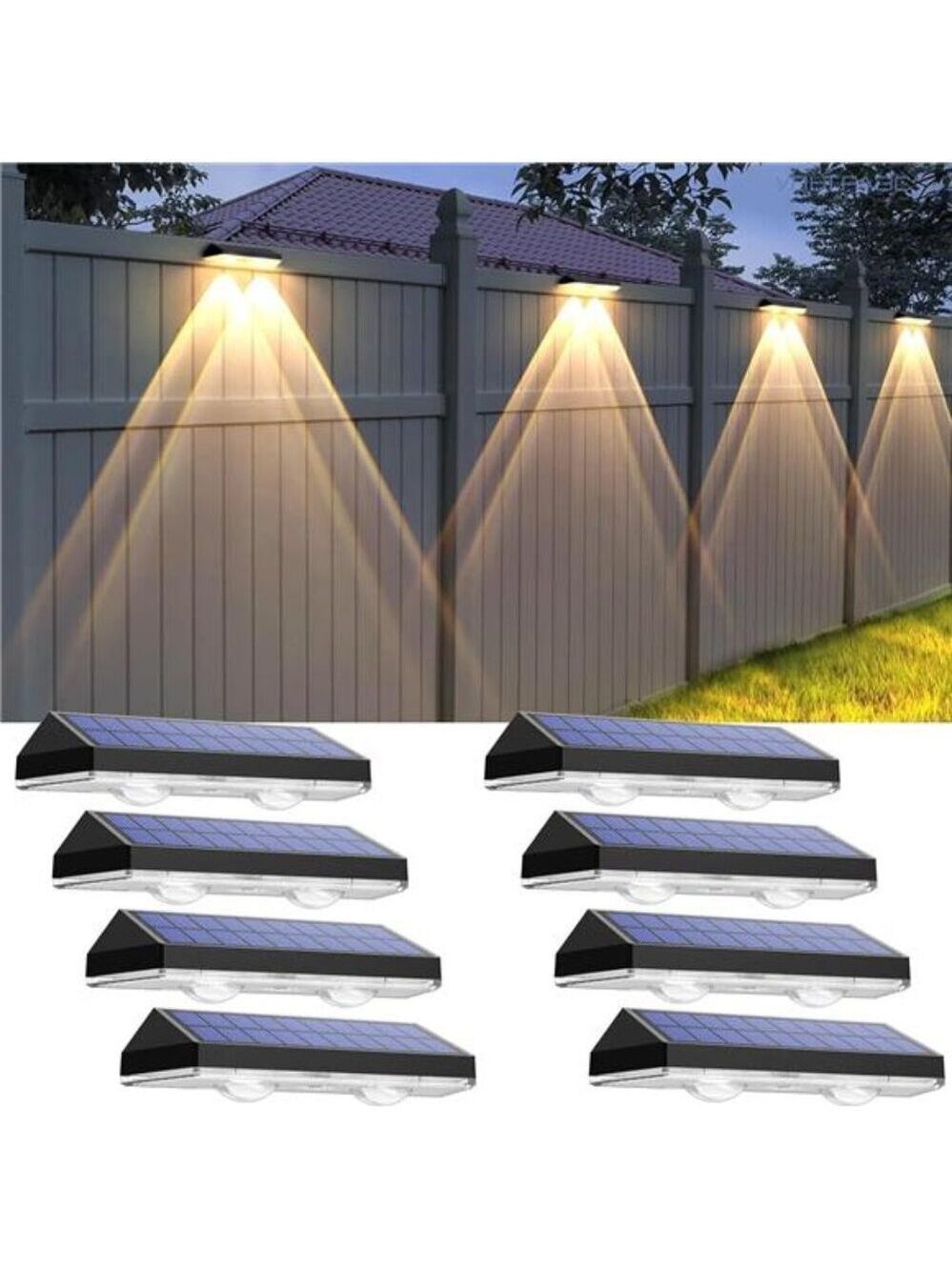 Solar Fence Lights Outdoor LED Waterproof Solar Powered Patio Step Railing Wall